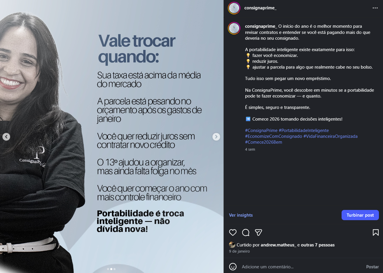 Post do Instagram ConsignaPrime